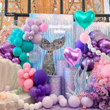 157Pcs Mermaid Balloons Garland Arch Kit with Fringe Curtain for