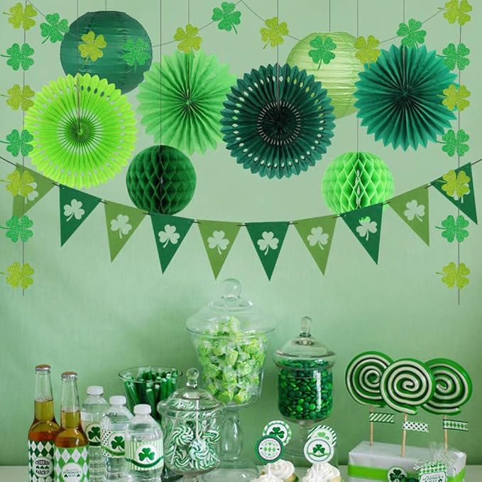 St Patricks Day Decorations Green Party Supplies Four leaf Clover