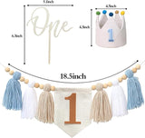 Baby Boy First Birthday Party Decorations Blue High Chair Banner 1st