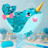 WERNNSAI Narwhal Piñata - Girl Narwhal Party Piñata Game Whale Ocean