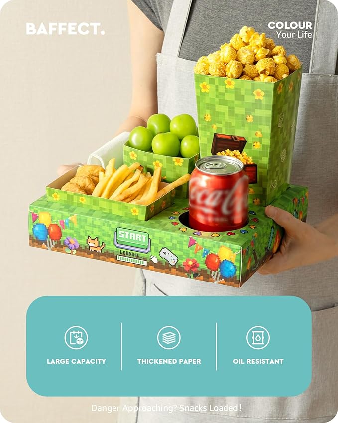 Movie Night Snack Trays 100pcs Include 20 Pixel Party Trays 20
