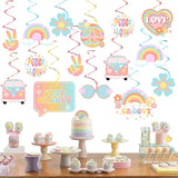 30 Pieces Groovy Hanging Swirls Groovy Retro Hippie Boho Party