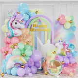 140Pcs Pastel Rainbow Unicorn Balloon Garland Arch Kit with Pink