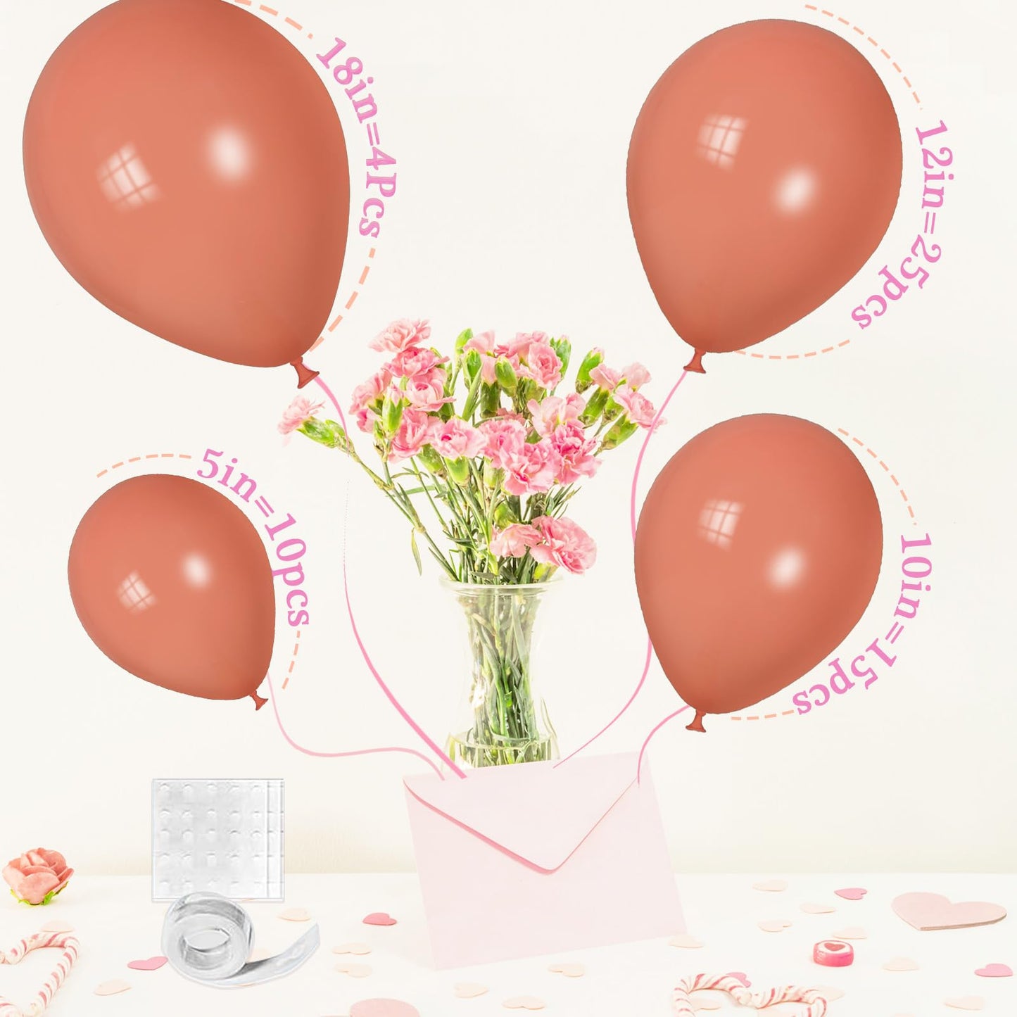 Retro Pink Balloons, Scmdoti Boho Pink Balloons Different Sizes 18 12