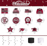 Maroon Themed 2026 Graduation Decorations Set - Congrats Grad Banner,