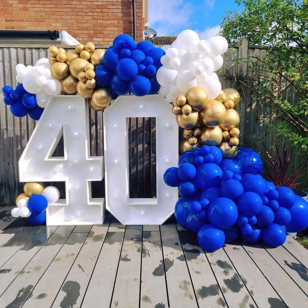 Royal Blue and Gold Balloons Garland Arch Kit, 162pcs Royal Blue White