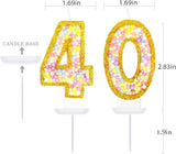 40th Birthday Candle for Cake, Colorful Macaron Numeral Candles for