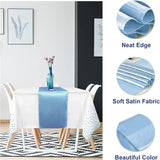 8Pack Disposable Plastic Tablecloths and Satin Table Runner Set White