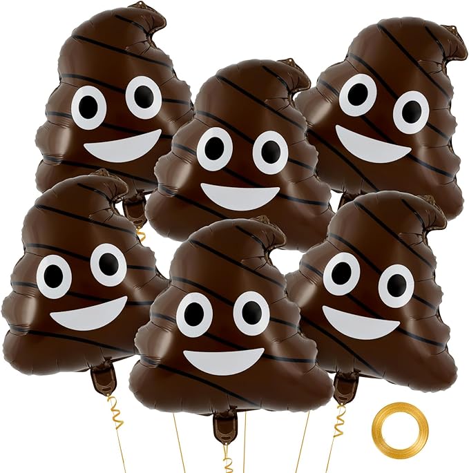 6 Pcs Funny Poop Balloons,22 Inch Poo Aluminum Foil Balloon,Prank