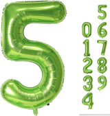 Green Number 5 Balloon for Girls Boys, 40 Inch Large Number 0-9 Foil