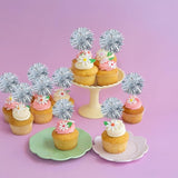 Gyufise 30Pcs Foil Firework Cupcake Toppers Sparkle Tinsel Cake #26