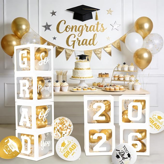 2026 Graduation Decorations, White Graduation Decorations, Balloons