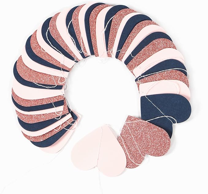 Navy-Blue Pink Rose-Gold Mothers-Day Garland - 52Ft Gender Reveal