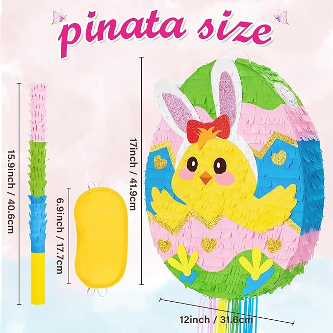 Easter Egg Piñata Easter Bunny Piñata with Blindfold and Stick Cute