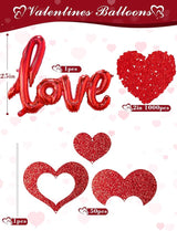 Valentines Day Decorations Set Red Heart Balloons with Love Balloon
