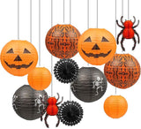 12Pcs Halloween Hanging Decorations Paper Lanterns Jack O' Lantern