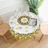 elezan Lemon Round Tablecloth 70 inch, Yellow Citrus Fruit Summer
