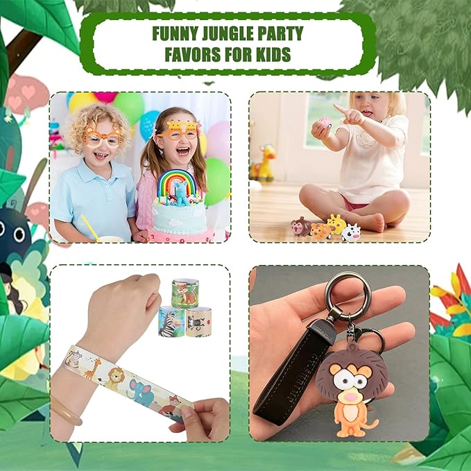 110 Pcs Jungle Safari Party Favors Animal Theme Party Surprised kit