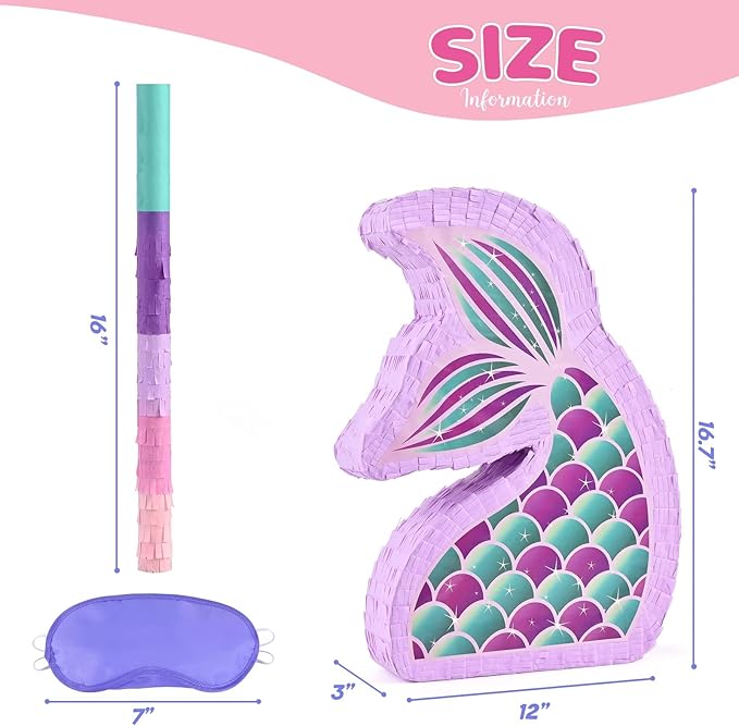 Mermaid Piñata Mermaid Party Supplies Piñata Bundle with Blindfold