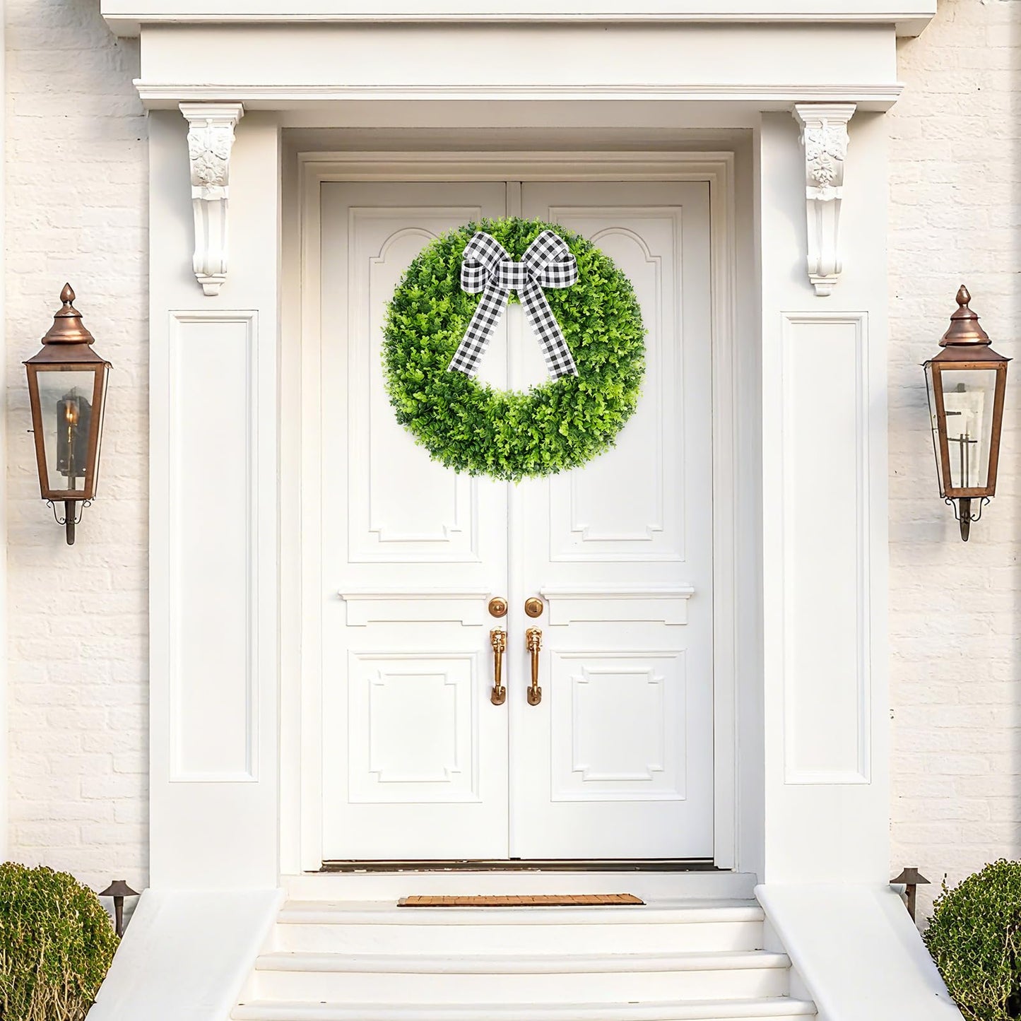 Vlorart 28" Faux Round Boxwood Wreath, Artificial Large Boxwood Wreath