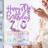 70th Birthday Decorations for Women Purple with 70th Birthday Sash