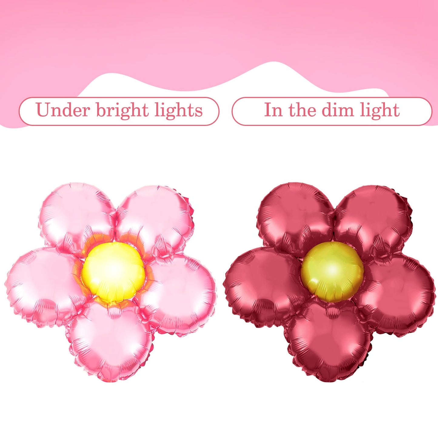 Charnoel 12 Pcs Light Pink Flower Balloon Huge Aluminum Foil Pastel