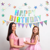 Iridescent Happy Birthday Banner Iridescent Birthday Decoration Shiny