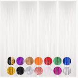 Voircoloria 4 Pack White Foil Fringe Backdrop Curtains, Tinsel