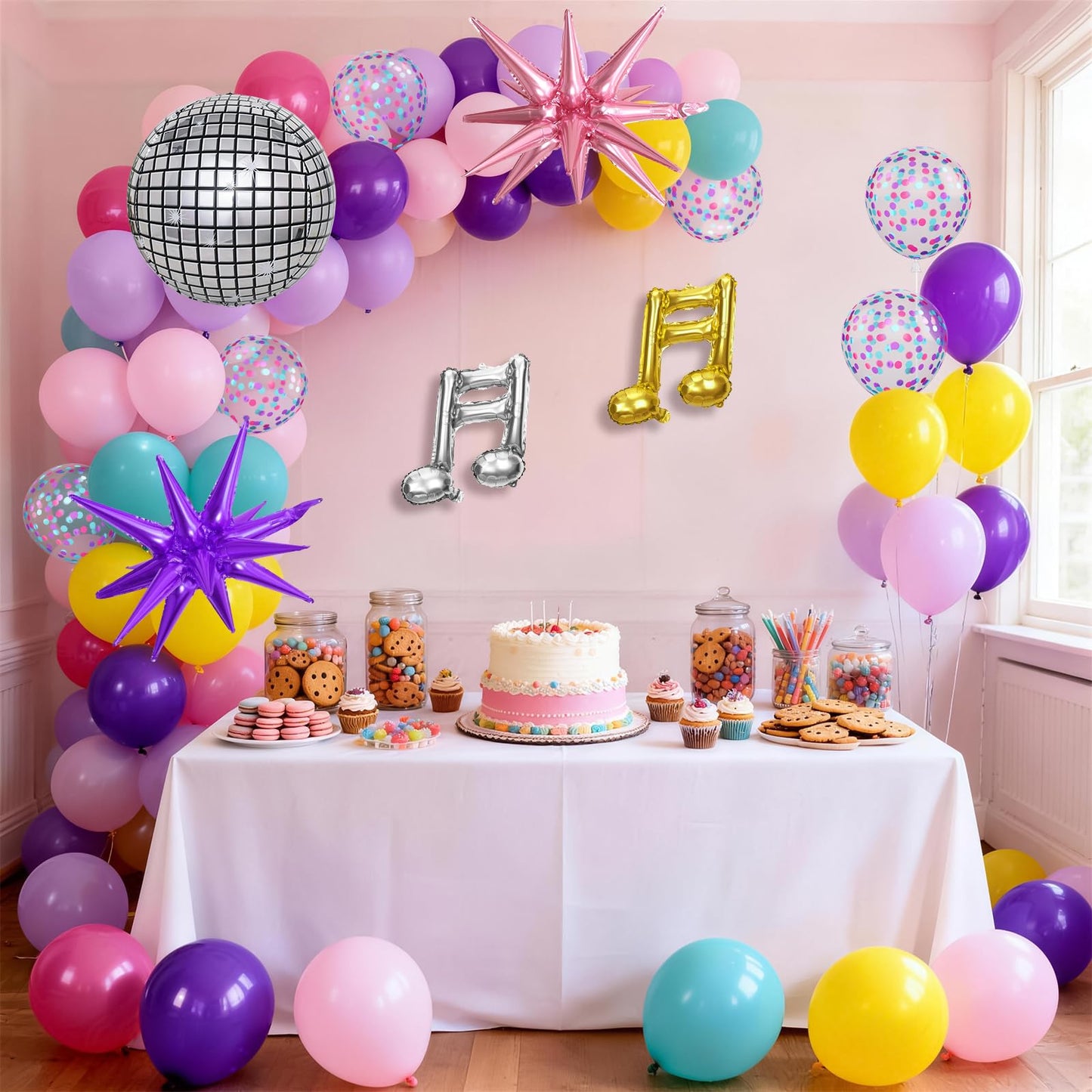 KPOP Music Theme Balloon Garland Arch Kit, 119Pcs Rainbow Colorful