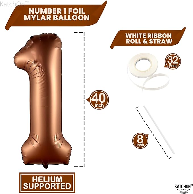 KatchOn, Brown 1 Balloon Number - 40 Inch, Helium Supported | Foil