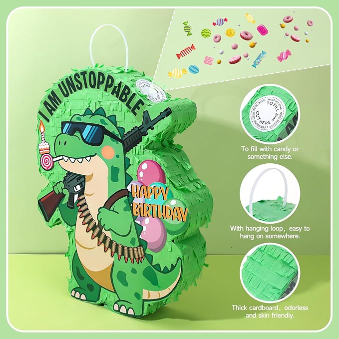 Dinosaur Piñata for Birthday Party Dino Piñata Set with Blindfold