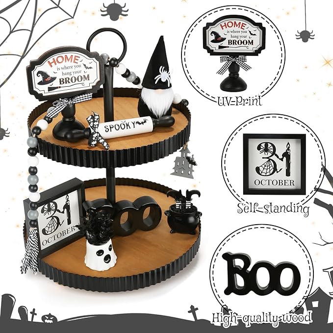 Halloween Decorations 8PCS Tiered Tray Decor Cute Tabletop Halloween
