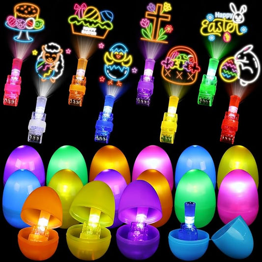 36 Pcs Prefilled Easter Eggs with Light up Finger Lights Toys Easter