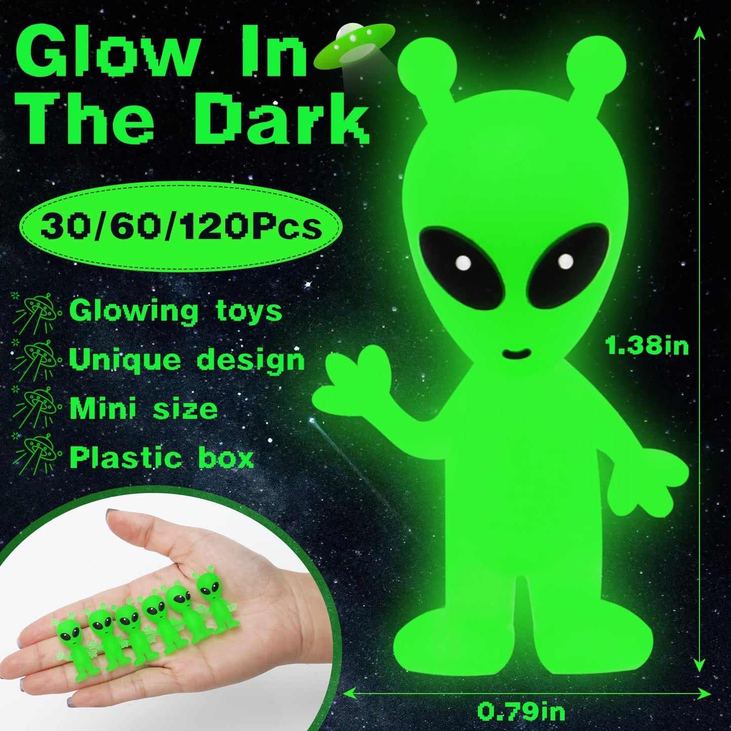 120 Pcs Mini Alien Figures Glow in The Dark, Small Luminous