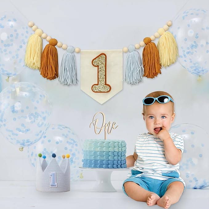 Baby 1st Birthday Party Decorations For Handmade Blue Tassel Garland