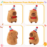 Ditucu Cute Capybara Plush with Happy Hat Red Bow Soft Capybara