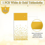 1Pcs White and Gold Tablecloth Party Decorations,Plastic White Table