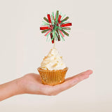 Gyufise 20Pcs Foil Firework Cupcake Toppers Happy Birthday Cake Topper