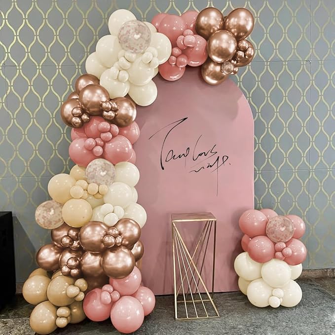 Boho Balloon Garland Arch Kit 156Pcs Dusty Pink Pastel Brown
