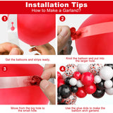 130PCS Red Black White Balloon Garland Arch Kit, 12 10 5 inch Red and