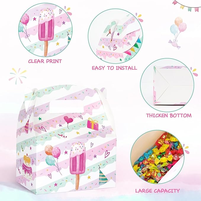 WERNNSAI 12 Pack Ice Cream Party Boxes - Ice Cream Birthday