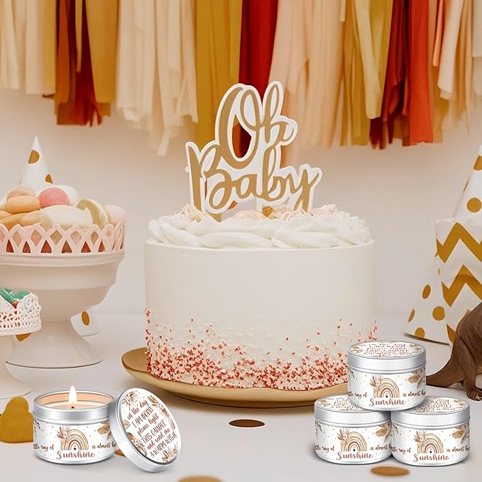 MTLEE 24 Pcs Boho Baby Shower Party Favors Candles Lavender Scented