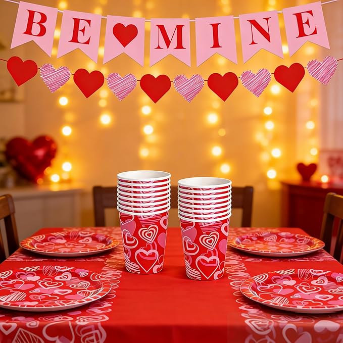 Valentine's Day Party Supplies Serve 24 97 Pcs Hot Heart Love
