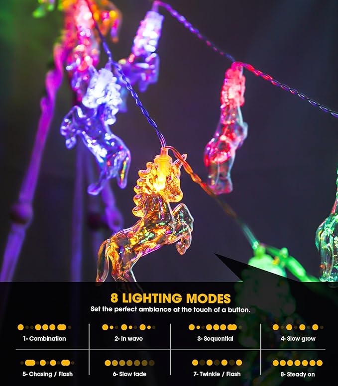 Unicorn String Lights 20 LED 10Ft Unicorn Party Decorations Fairy