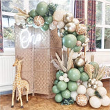 Jungle Safari Balloon Garland Arch Kit 135pcs Sage Green and White