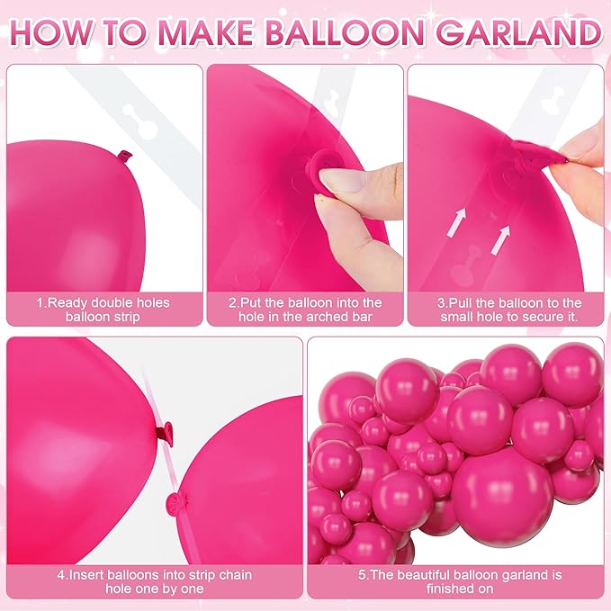 Amandir 153 Pcs Hot Pink Balloons Arch Garland Kit, Different Sizes