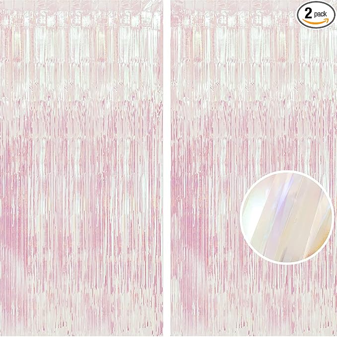 BRAVESHINE Iridescent Foil Fringe Backdrop - 2 Pack 3.2x6.5ft