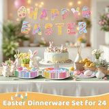 Happy Easter Party Decorations Tableware Sets Colorful Easter Eggs