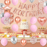 Rose Gold Birthday Decorations for Women Girls Rose Gold Pink Silver