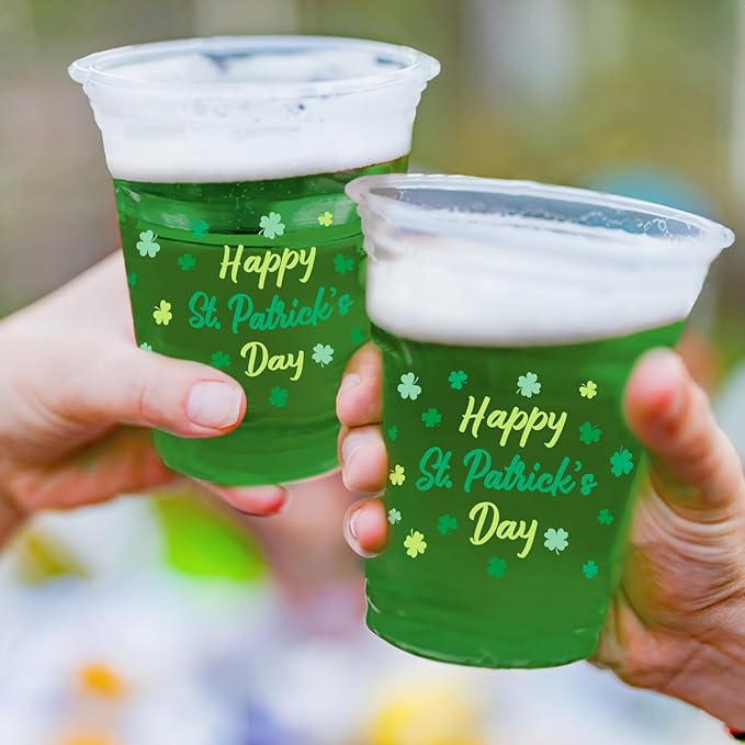 St Patrick's Day Celebration Pack 60 Pcs 12oz Irish Themed Plastic